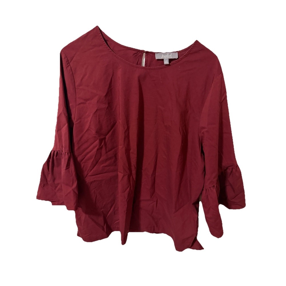 Marled Burgundy Bell sleeve Blouse Size 2x